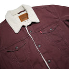 LEVI'S Mens Maroon Coach Jacket XL Cotton Blend Woven Plain Button Closure