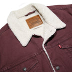 LEVI'S Mens Maroon Coach Jacket XL Cotton Blend Woven Plain Button Closure