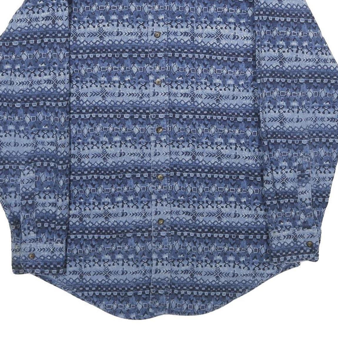 LL BEAN Mens Blue Pattern Cotton Shirt M Long Sleeve Casual Comfortable