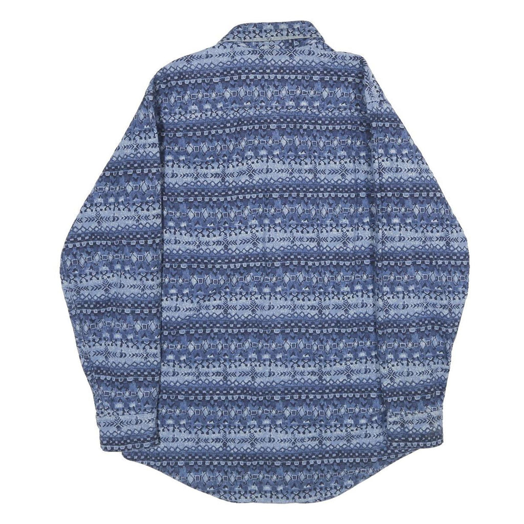 LL BEAN Mens Blue Pattern Cotton Shirt M Long Sleeve Casual Comfortable