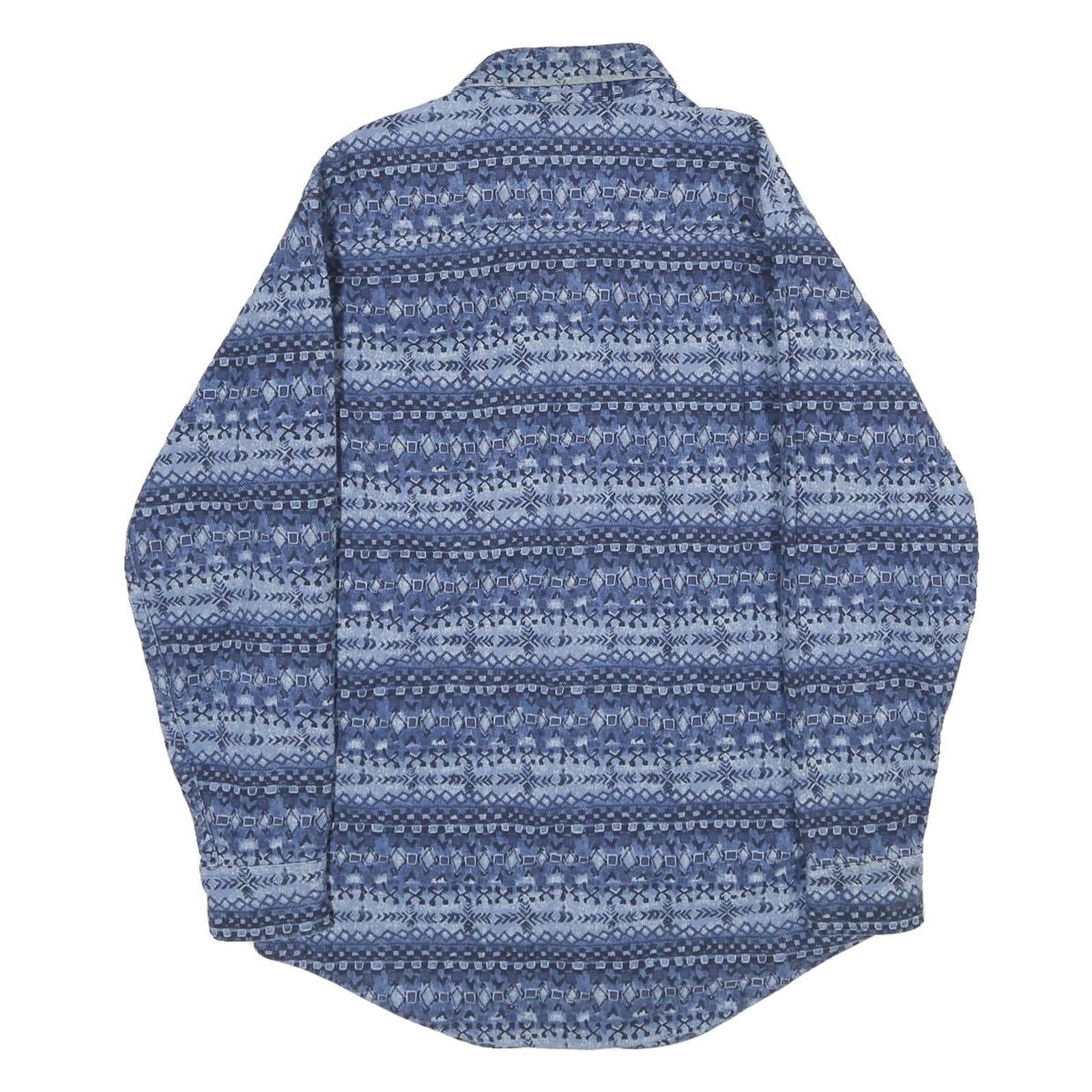 LL BEAN Mens Blue Pattern Cotton Shirt M Long Sleeve Casual Comfortable