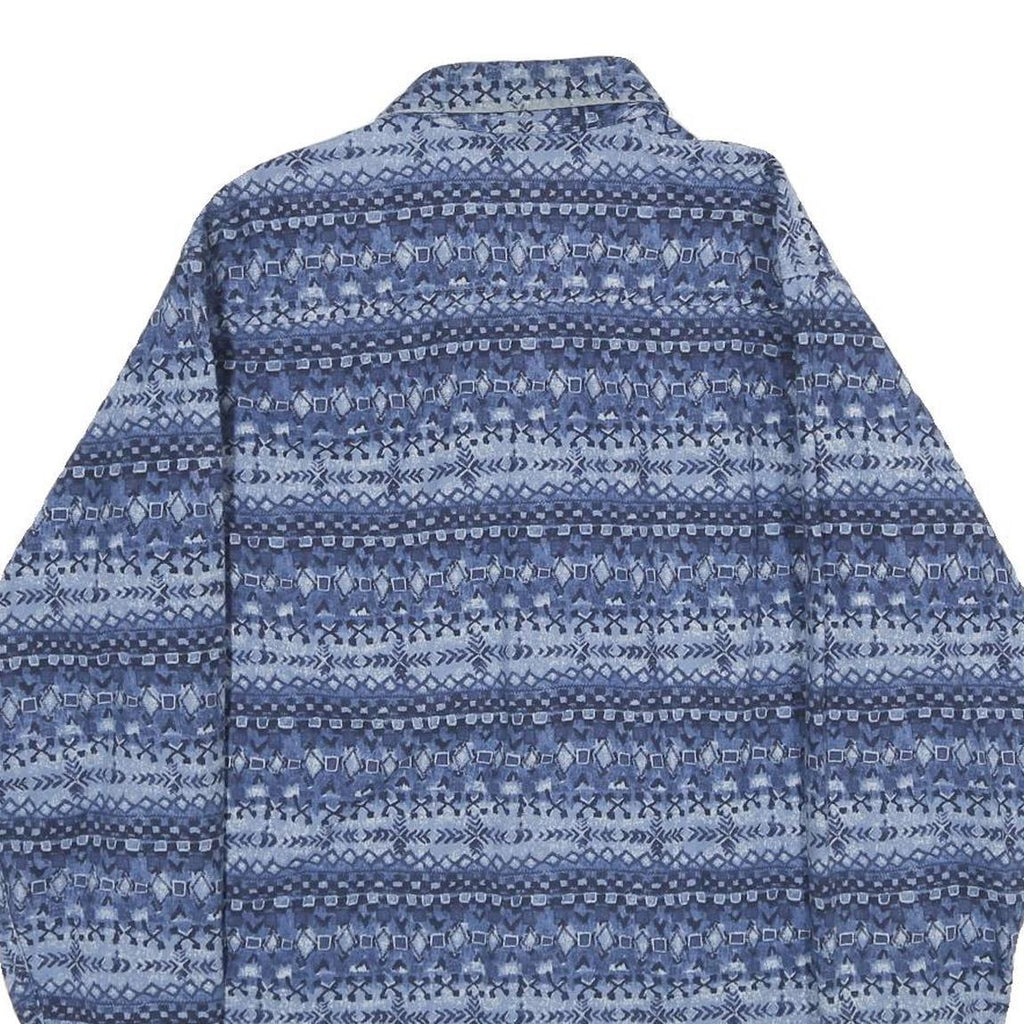 LL BEAN Mens Blue Pattern Cotton Shirt M Long Sleeve Casual Comfortable