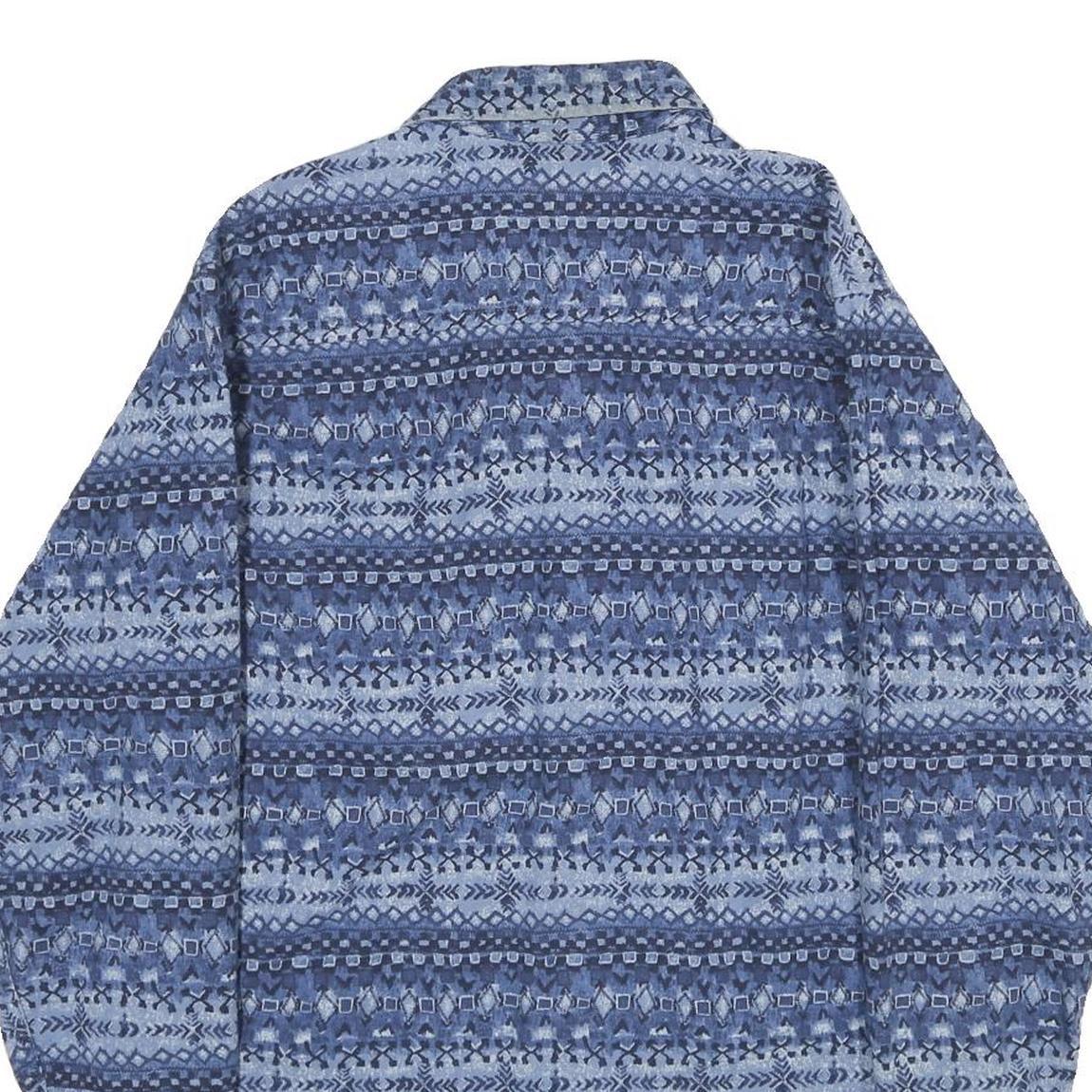 LL BEAN Mens Blue Pattern Cotton Shirt M Long Sleeve Casual Comfortable