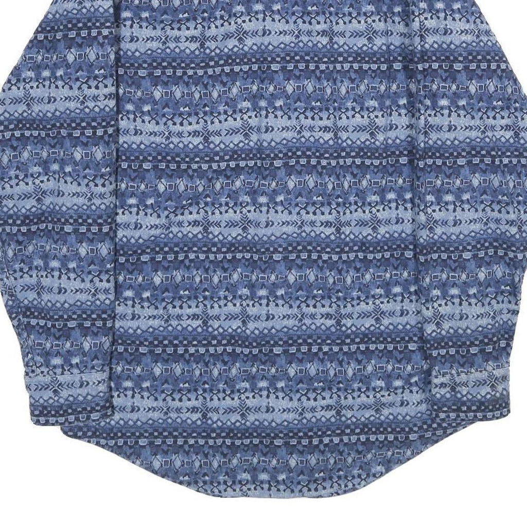 LL BEAN Mens Blue Pattern Cotton Shirt M Long Sleeve Casual Comfortable