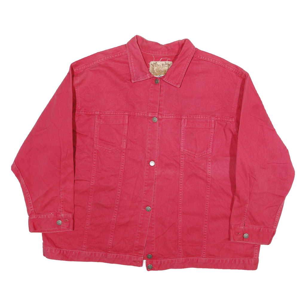 DELTA BLUES Womens Red Cotton Button Jacket 3XL Classic Plain Comfortable