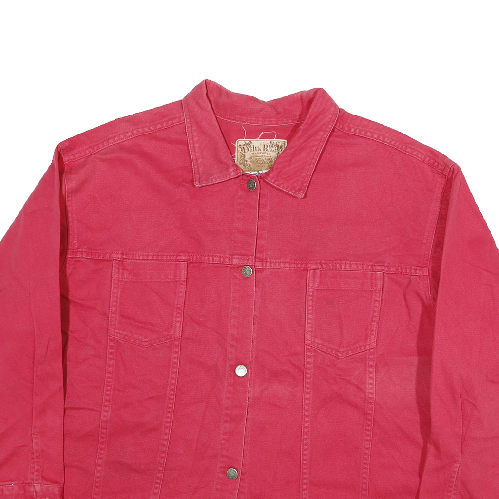DELTA BLUES Womens Red Cotton Button Jacket 3XL Classic Plain Comfortable