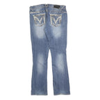 VIGOSS Womens Slim Blue Denim Medium Jeans W32 L33 Embroidered Pockets Zip