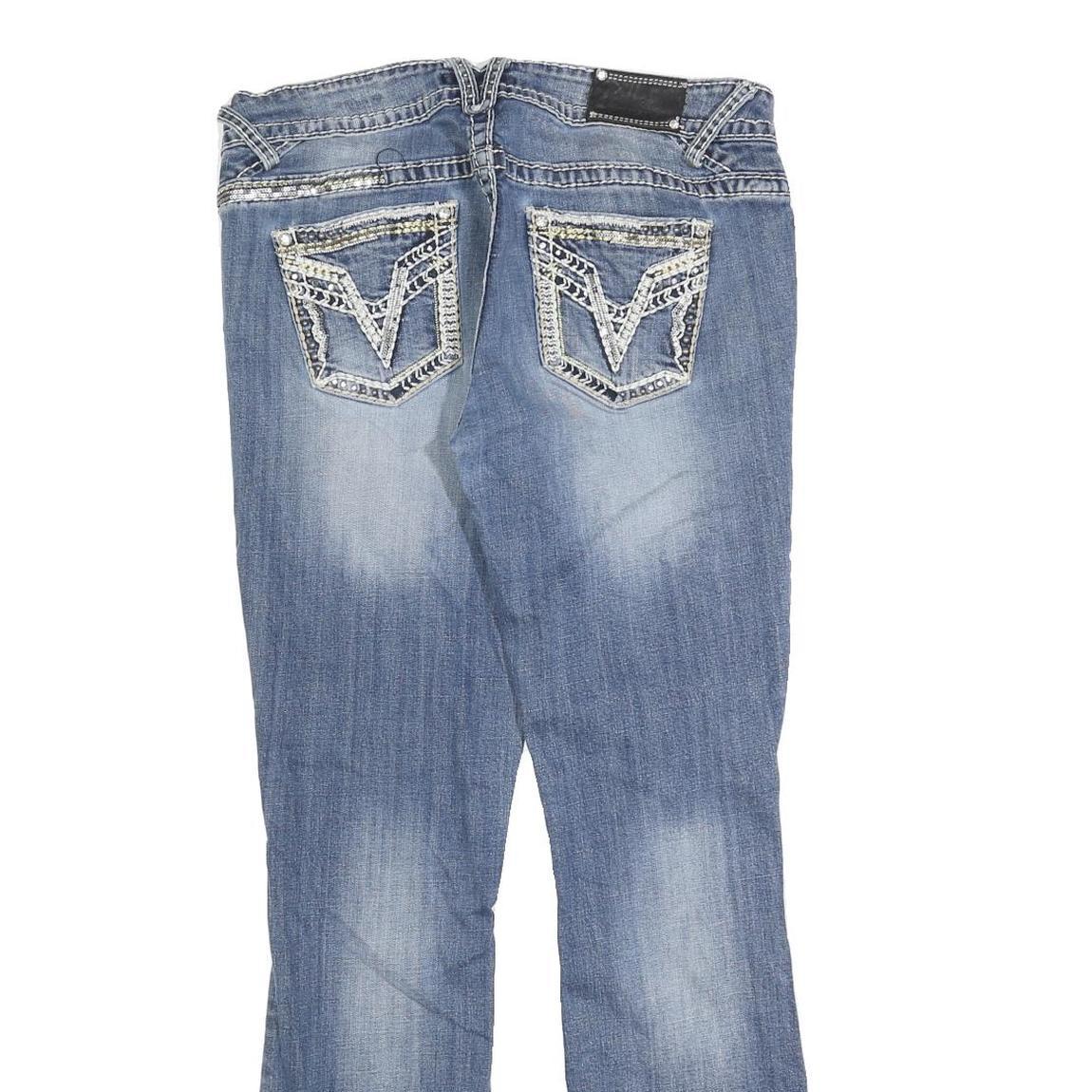 VIGOSS Womens Slim Blue Denim Medium Jeans W32 L33 Embroidered Pockets Zip