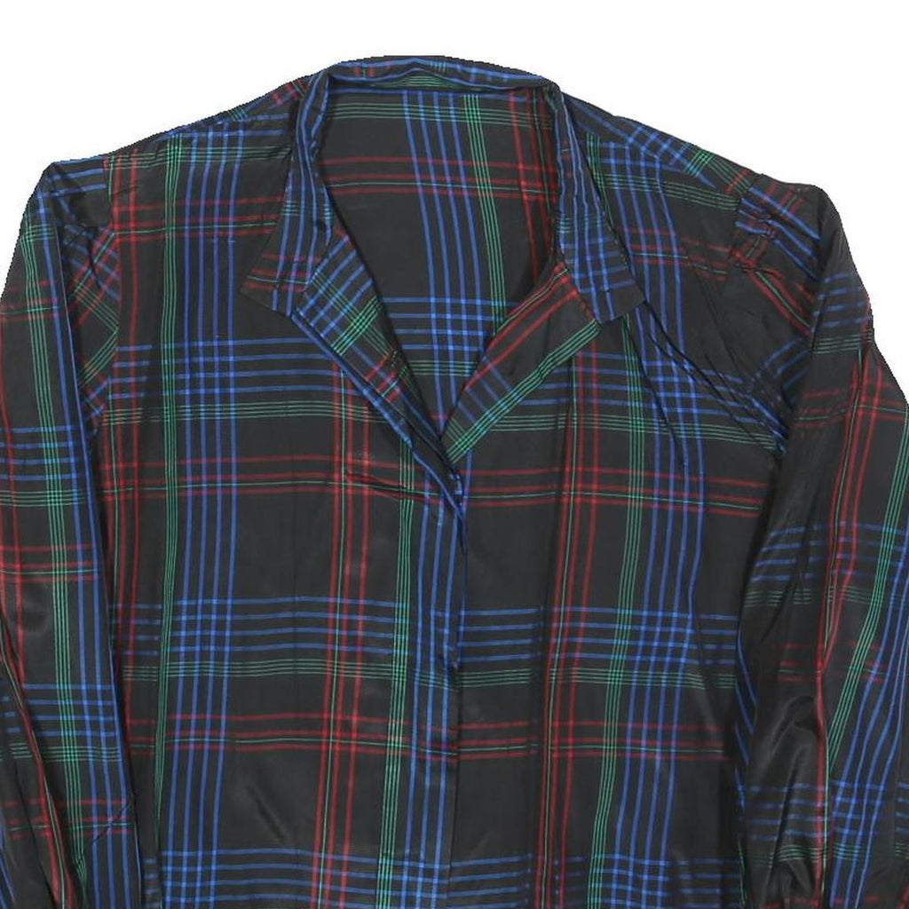 Womens Black Blue Red Green Checked Button Jacket L Woven Casual Lightweight