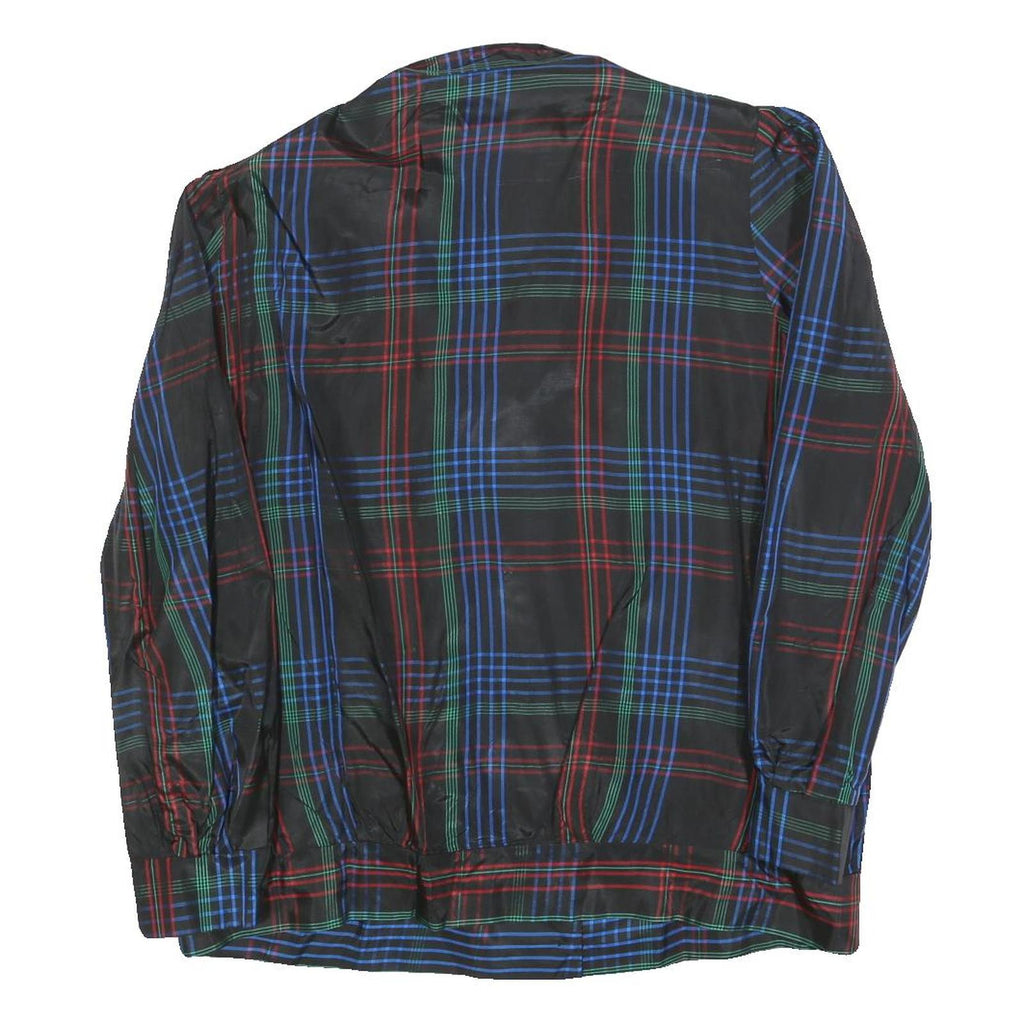 Womens Black Blue Red Green Checked Button Jacket L Woven Casual Lightweight