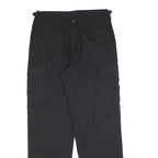 Mens Black Cotton Blend Regular Fit Cargo Trousers W30 L32 Workwear Utility Zip