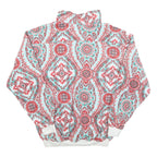 Mens Blue Red White Patterned Pullover Jumper Half Zip Polyester XL Casual