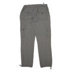 Mens Cotton Blend Grey Checked Regular Fit Straight Leg Trousers W34 L31