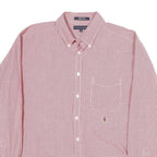 TOMMY HILFIGER Mens Red & White Check Shirt XL Button Down Long Sleeve Cotton