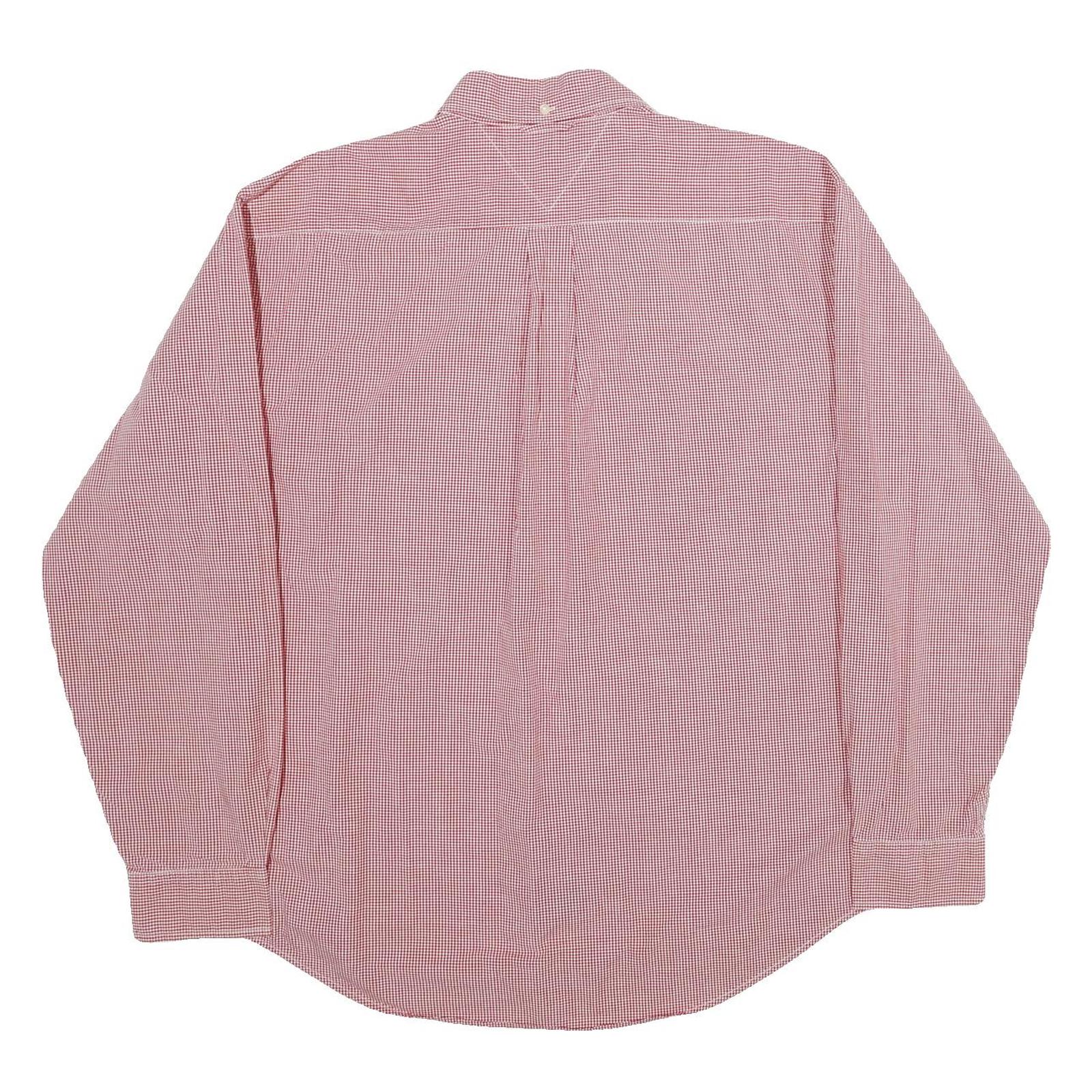 TOMMY HILFIGER Mens Red & White Check Shirt XL Button Down Long Sleeve Cotton