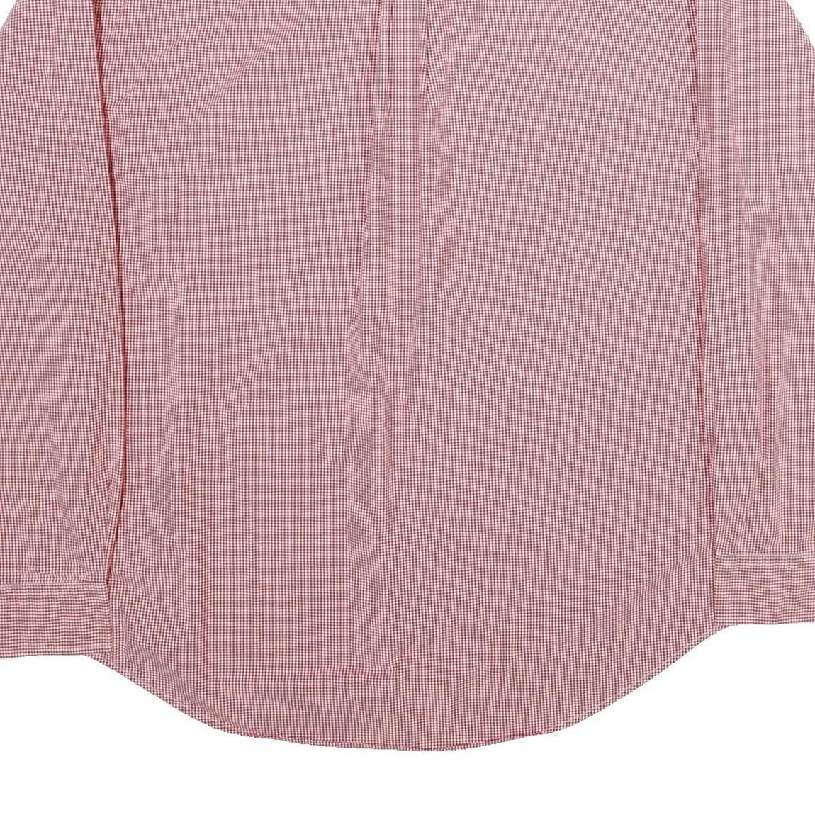 TOMMY HILFIGER Mens Red & White Check Shirt XL Button Down Long Sleeve Cotton