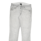 CALVIN KLEIN Mens Jeans White & Light Grey Slim Straight Denim Rinse W32 L30