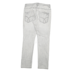 CALVIN KLEIN Mens Jeans White & Light Grey Slim Straight Denim Rinse W32 L30