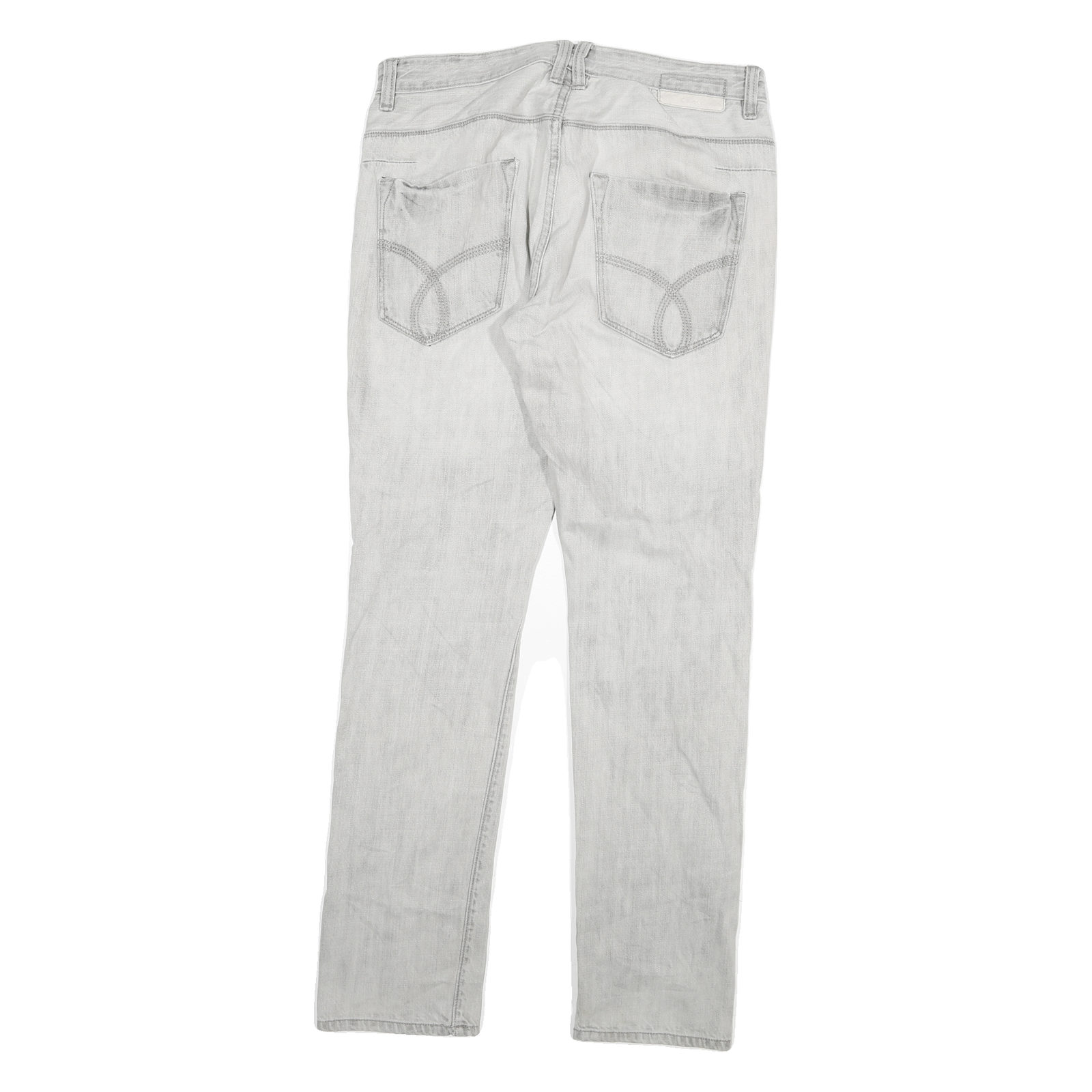 CALVIN KLEIN Mens Jeans White & Light Grey Slim Straight Denim Rinse W32 L30