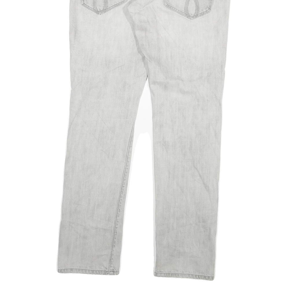 CALVIN KLEIN Mens Jeans White & Light Grey Slim Straight Denim Rinse W32 L30