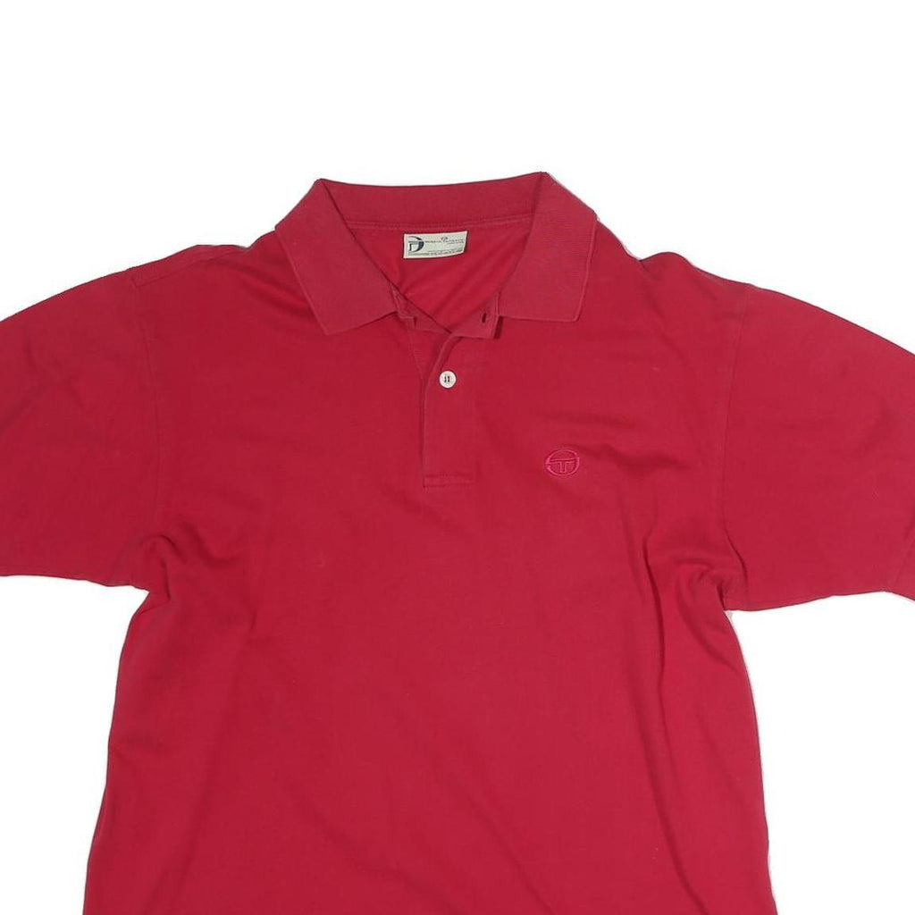 SERGIO TACCHINI Mens Red Short Sleeve Plain Polo Shirt M Classic Cotton