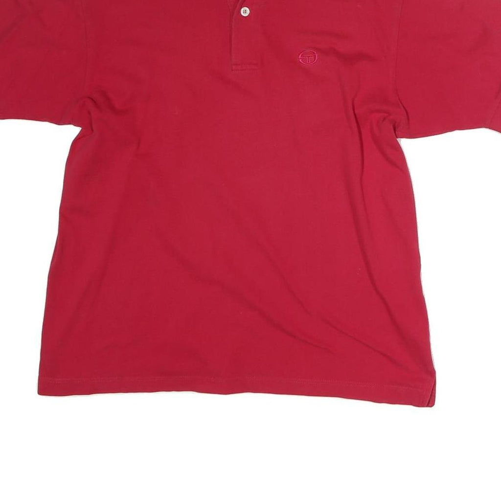 SERGIO TACCHINI Mens Red Short Sleeve Plain Polo Shirt M Classic Cotton