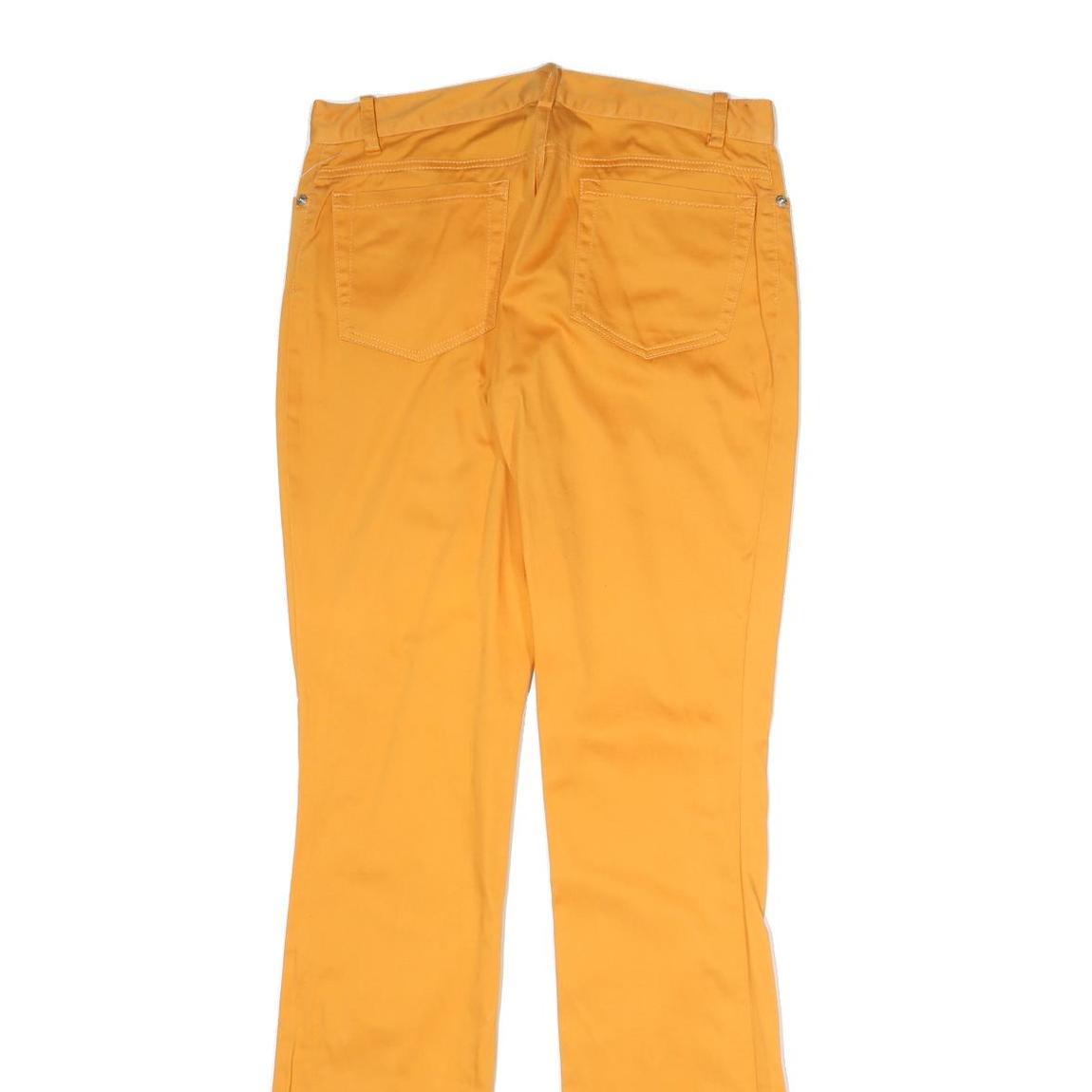RALPH LAUREN Womens Cotton Blend Yellow Slim Bootcut Trousers W28 L32 Stylish