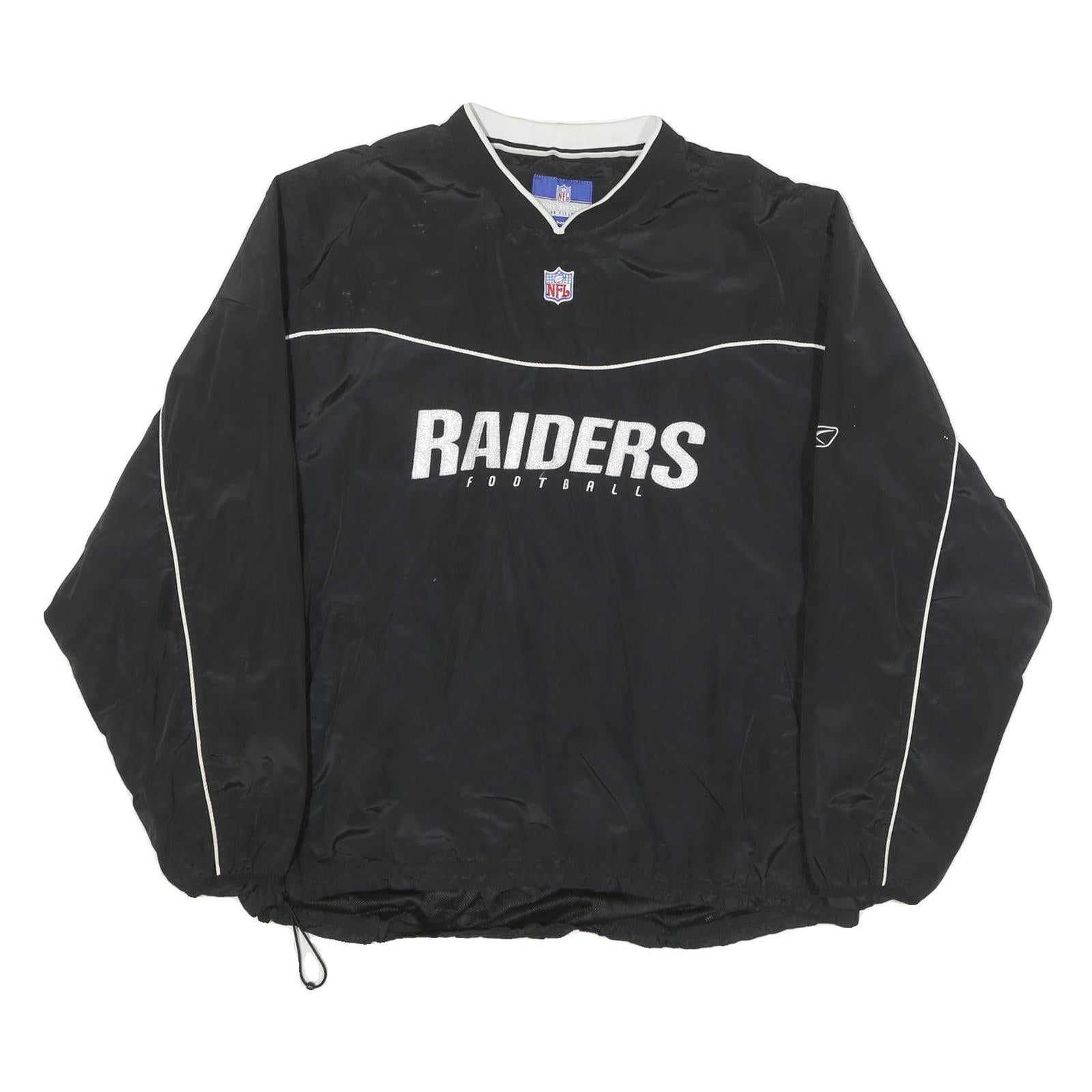 NFL Mens Black Raiders Football Polyester Blend Jacket XL Plain Sportswear