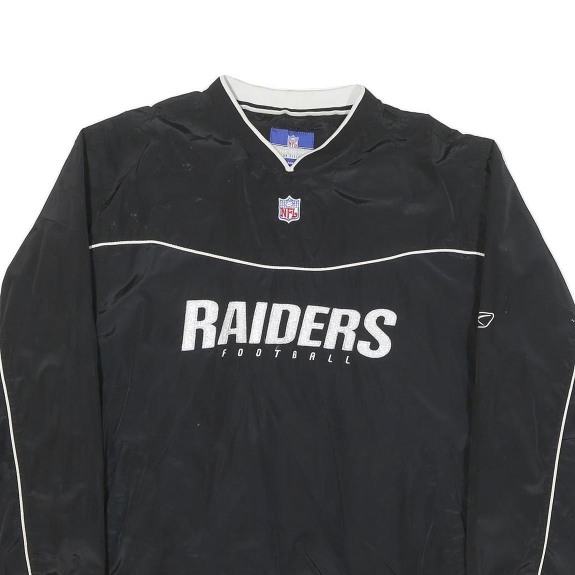 NFL Mens Black Raiders Football Polyester Blend Jacket XL Plain Sportswear