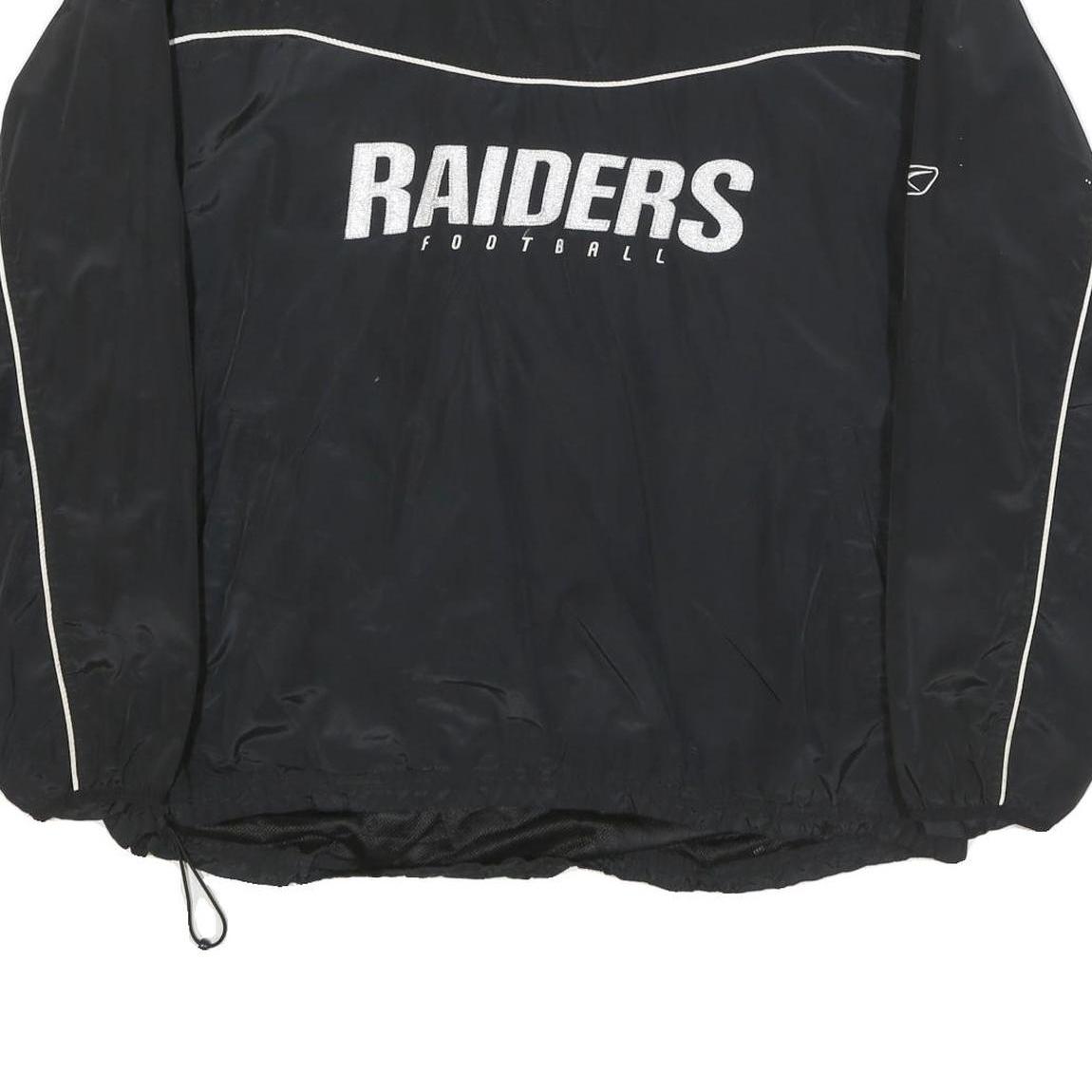 NFL Mens Black Raiders Football Polyester Blend Jacket XL Plain Sportswear