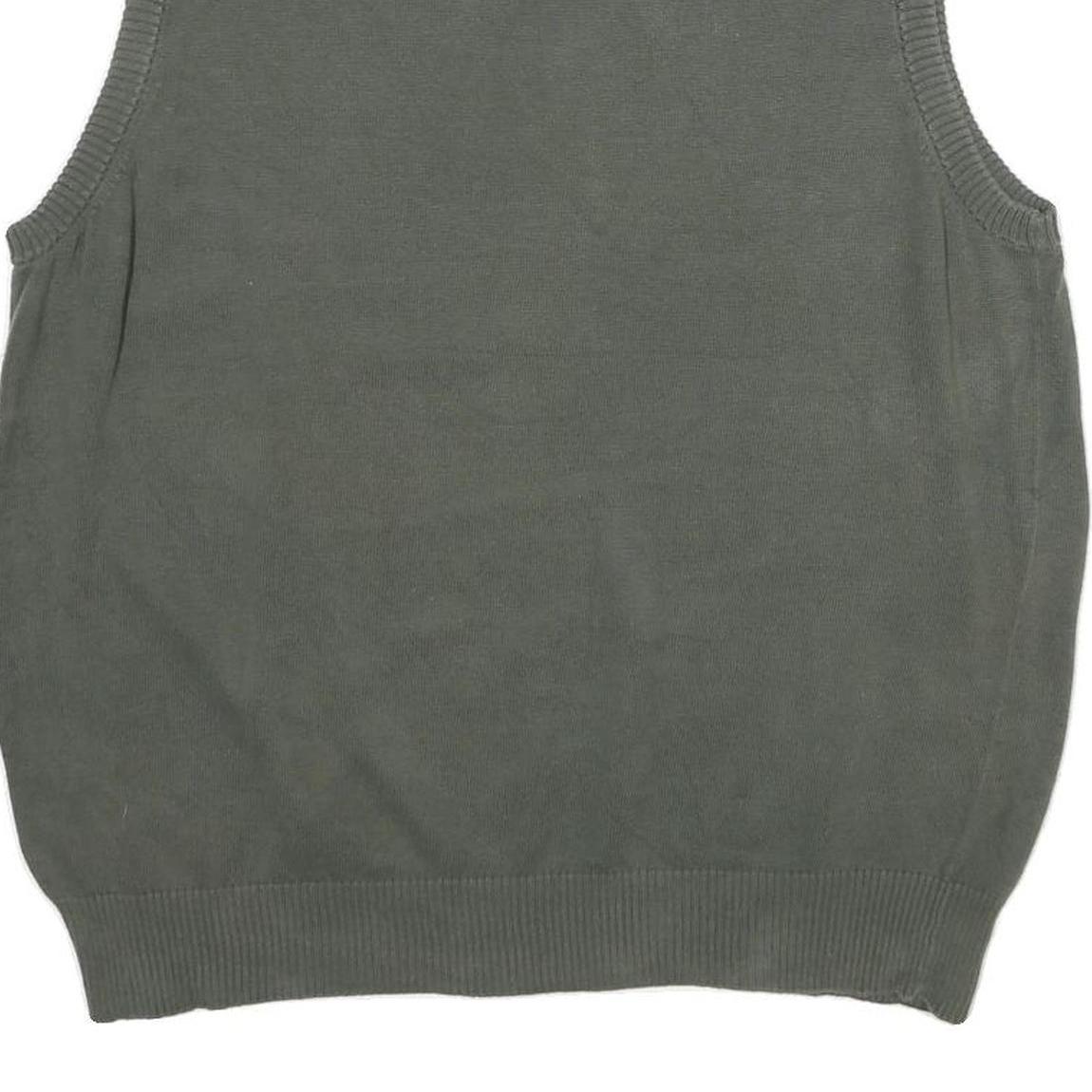 DOCKERS Mens Grey Beige Argyle Cotton Sleeveless V-Neck Jumper L Classic