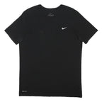NIKE Mens Black Cotton Blend L Short Sleeve Crew Neck Dri-Fit Sports T-Shirt
