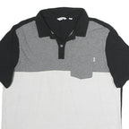 CALVIN KLEIN Mens Black & Grey White Colourblock Short Sleeve Polo Shirt L