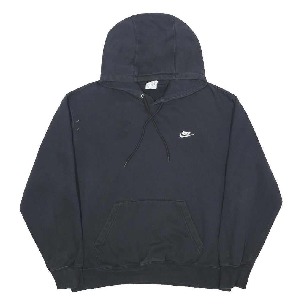 NIKE Womens Black Hoodie L Cotton Blend Classic Logo Pullover Sweatshirt