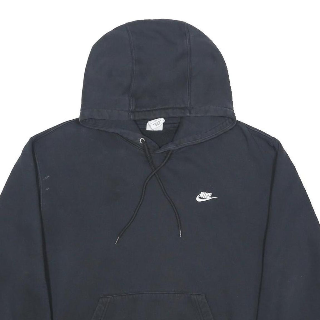 NIKE Womens Black Hoodie L Cotton Blend Classic Logo Pullover Sweatshirt