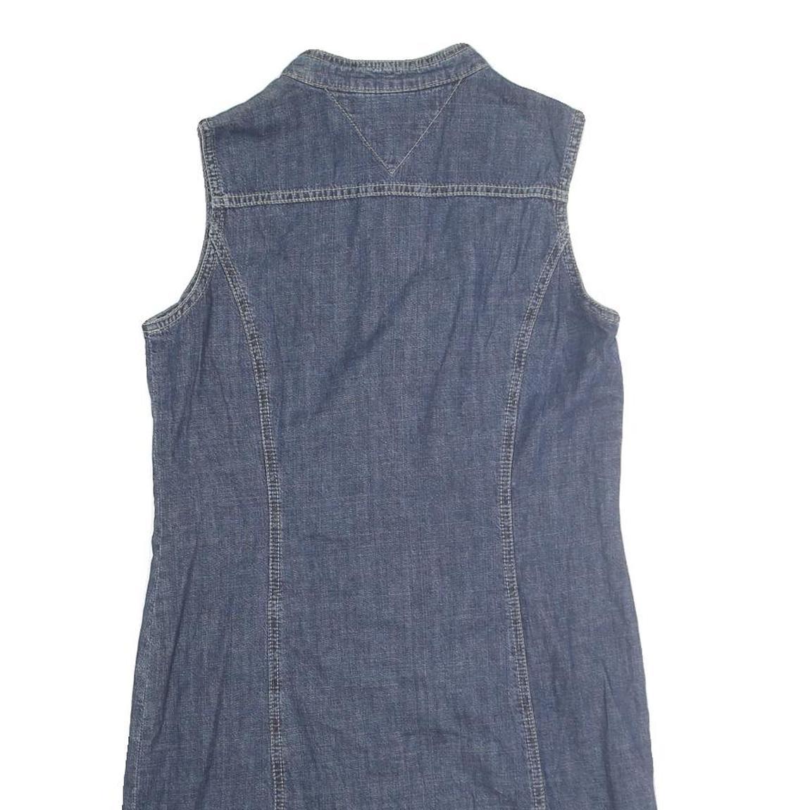 TOMMY JEANS Womens Blue Denim Sleeveless Shirt Dress Cotton Blend S Casual