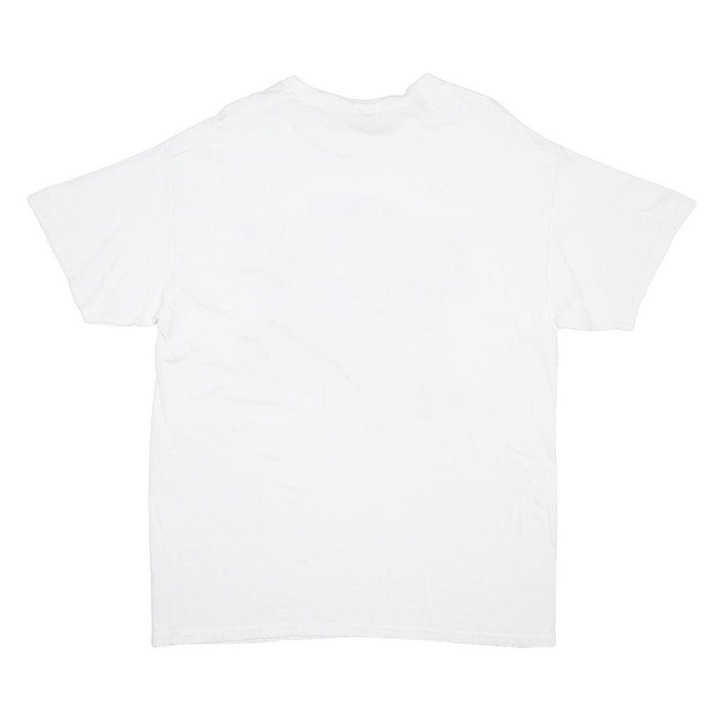 GILDAN Mens White Detroit Graphic T-Shirt L Short Sleeve Crew Neck Casual