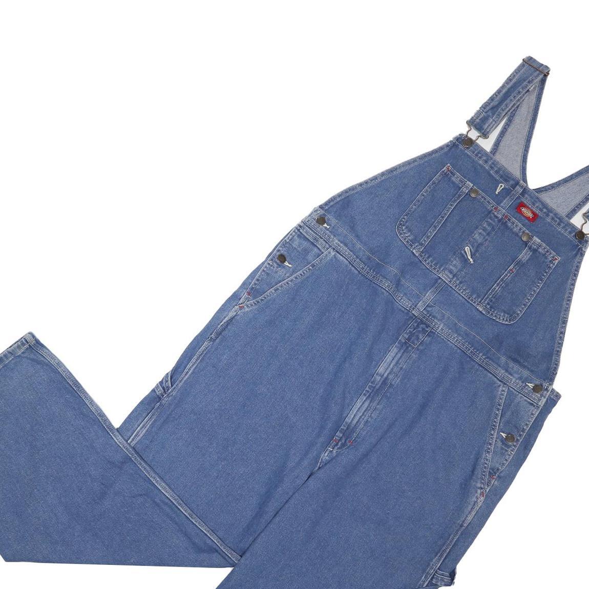 DICKIES Mens Blue Denim Dungarees Loose Cotton Workwear 2XL W40 L30