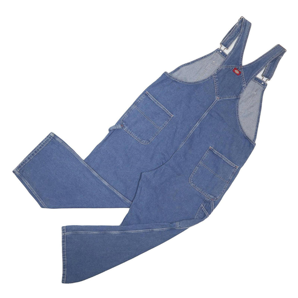 DICKIES Mens Blue Denim Dungarees Loose Cotton Workwear 2XL W40 L30