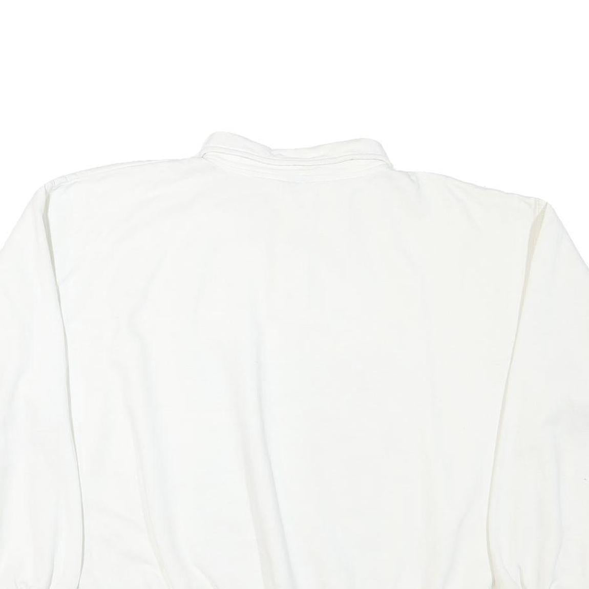 Mens White Sweatshirt Birds Graphic Cotton Blend Collar M Oversized Long Sleeve