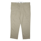 DICKIES Mens Cotton Blend Beige Regular Fit Straight Leg Trousers W46 L31