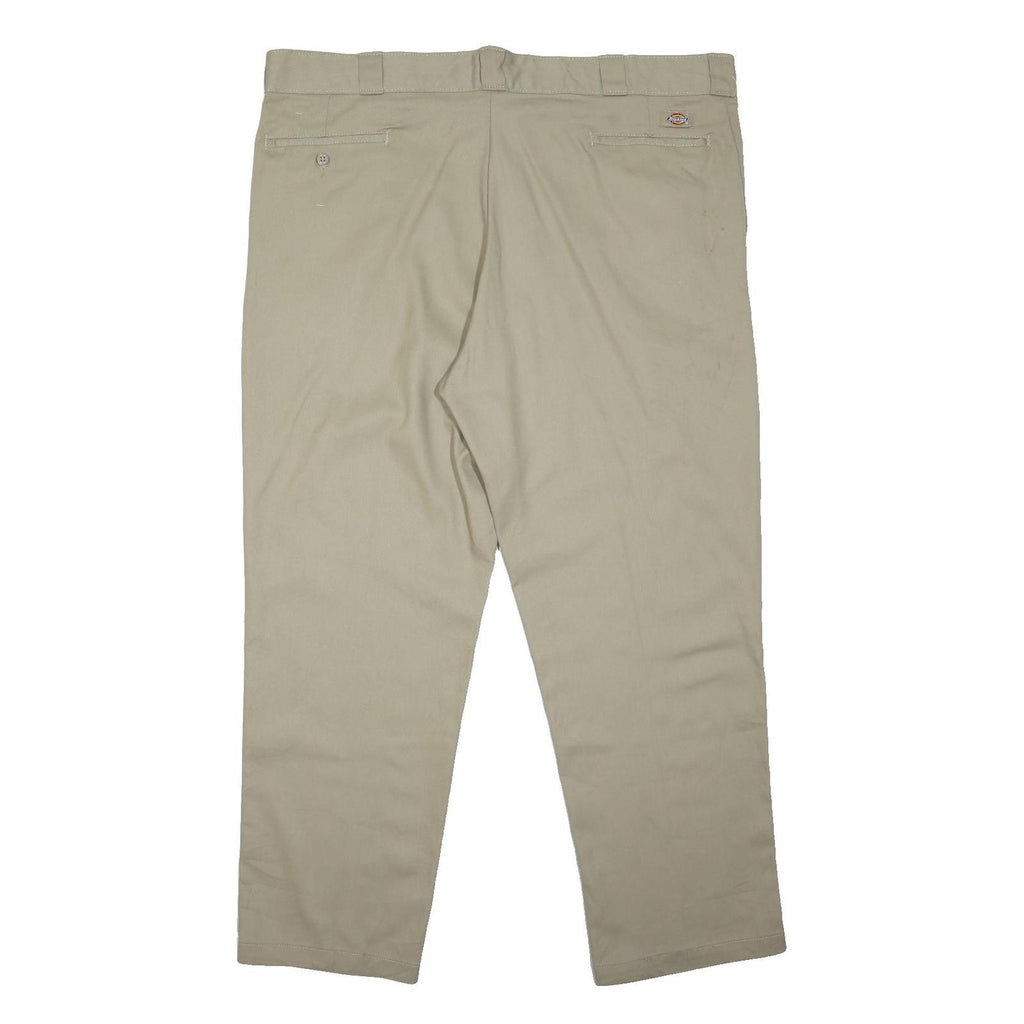 DICKIES Mens Cotton Blend Beige Regular Fit Straight Leg Trousers W46 L31