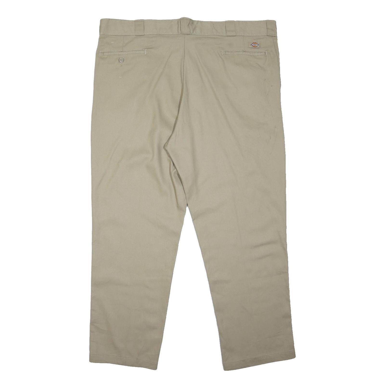 DICKIES Mens Cotton Blend Beige Regular Fit Straight Leg Trousers W46 L31