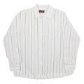 ROYAL CLASS Mens White & Grey Striped Cotton Shirt L Classic Formal Button-Up