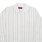 ROYAL CLASS Mens White & Grey Striped Cotton Shirt L Classic Formal Button-Up