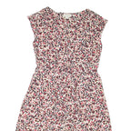 MONSOON Womens Day Dress Beige Viscose Floral Short Sleeve Knee Length UK 12