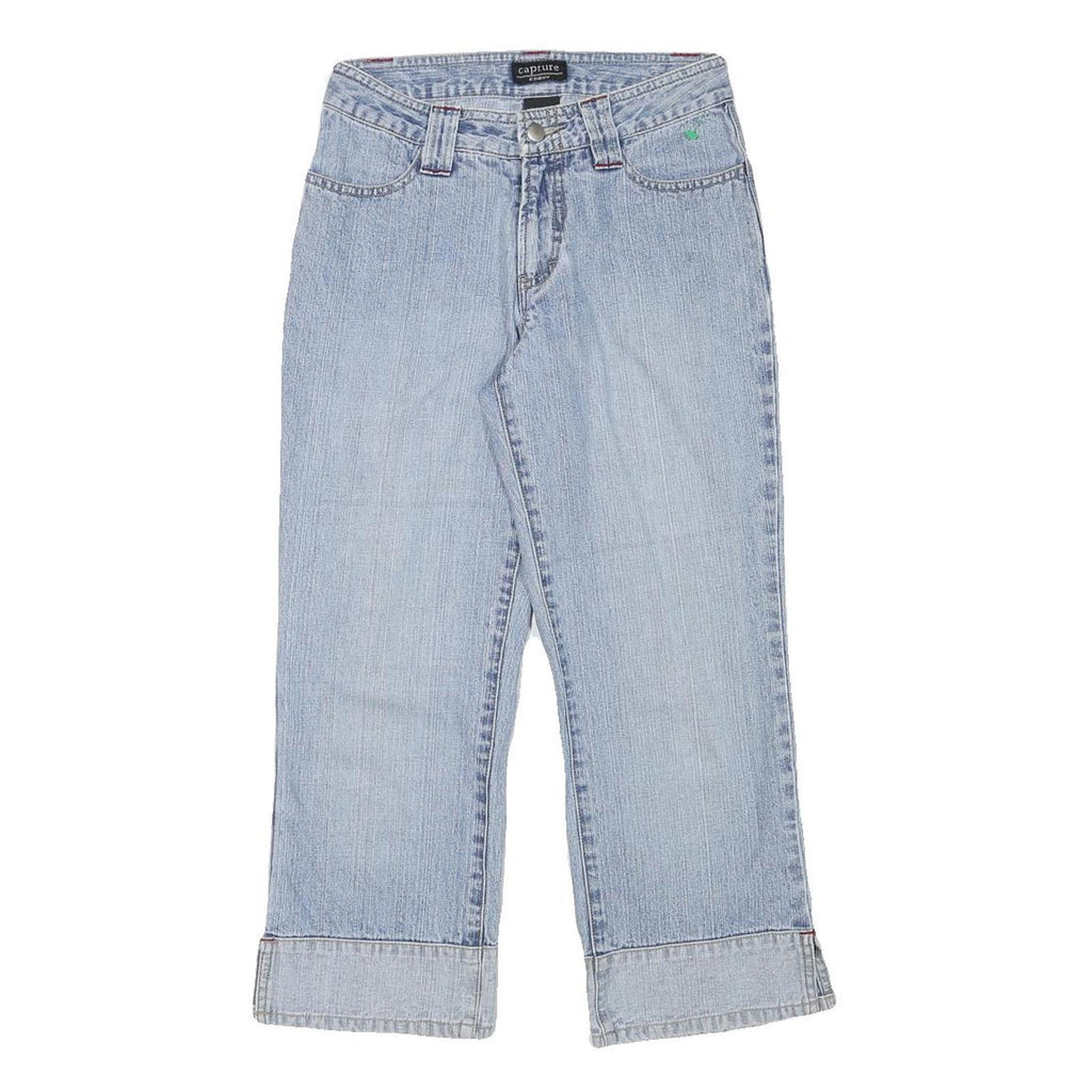 CAPTURE Womens Denim Blue Casual Crop Shorts S W26 Relaxed Fit Cotton Blend