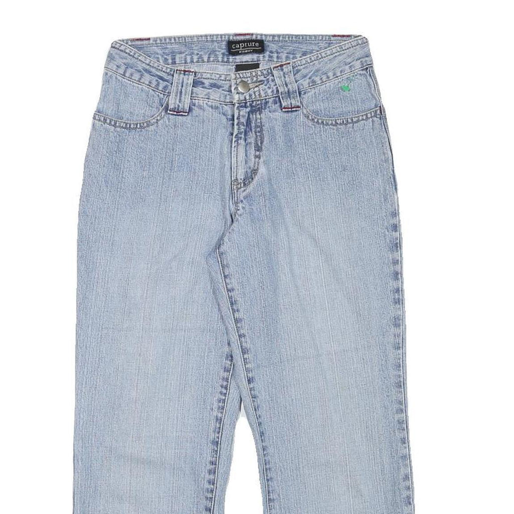 CAPTURE Womens Denim Blue Casual Crop Shorts S W26 Relaxed Fit Cotton Blend