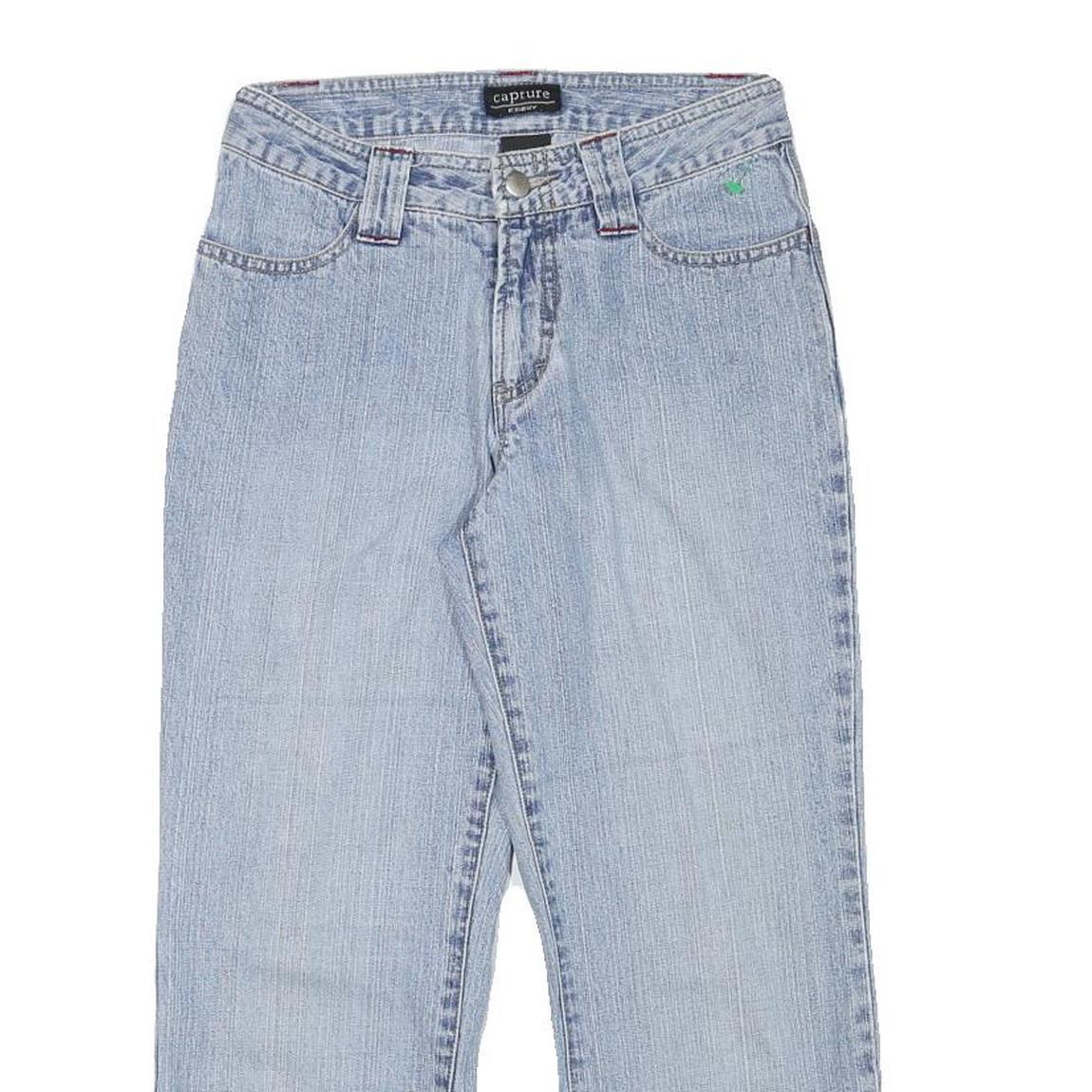 CAPTURE Womens Denim Blue Casual Crop Shorts S W26 Relaxed Fit Cotton Blend