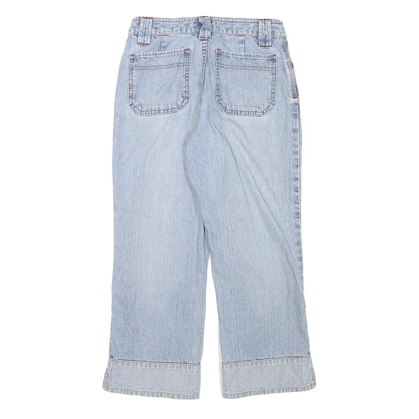 CAPTURE Womens Denim Blue Casual Crop Shorts S W26 Relaxed Fit Cotton Blend